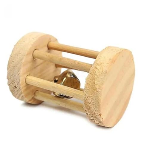 ELMAIN Hamster Spielzeug 1Pcs Nette Kaninchen Roller Spielzeug Natürliche Holz Kiefer Hanteln Einrad Glocke Kauspielzeug Haustier Backenzähne Spielzeug C von ELMAIN