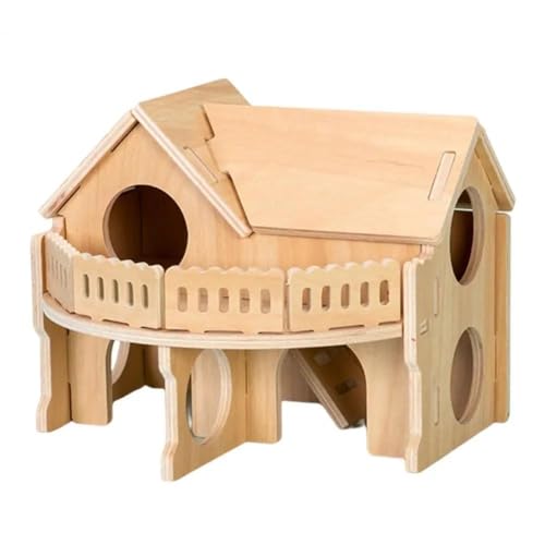 ELMAIN Hamster Spielzeug 1Pcs Stabile Zwerg Nest Hamster Haus Haustier Spielzeug Massivholz Hamster Lustiges Spielhaus Spielzeug K von ELMAIN