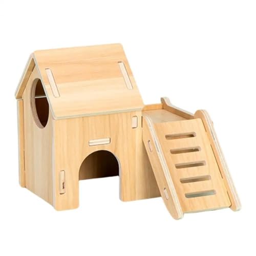 ELMAIN Hamster Spielzeug 1Pcs Stabile Zwerg Nest Hamster Haus Haustier Spielzeug Massivholz Hamster Lustiges Spielhaus Spielzeug M von ELMAIN