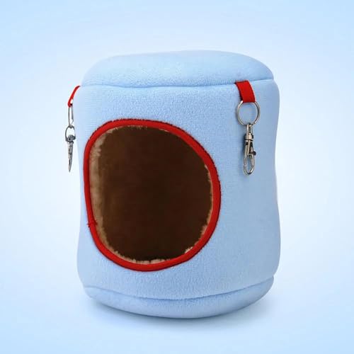 ELMAIN Hamster Spielzeug 2Pcs Kleine Tiere Haustier Haus Hamster Nest Stumpf Geformt Hängen Hängematte Winter Warme Baumwolle Betten Blau S von ELMAIN