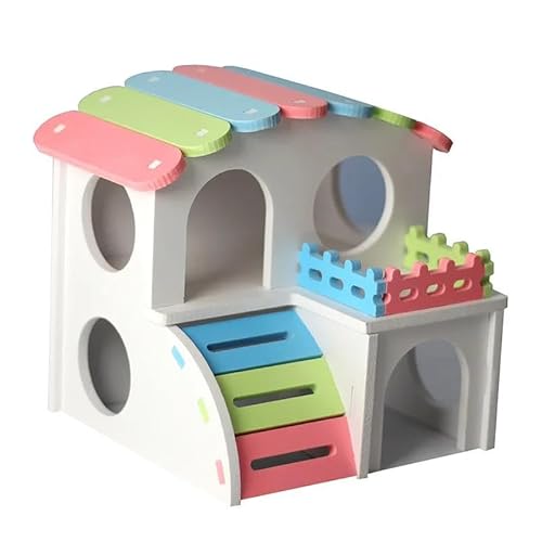 ELMAIN Hamster Spielzeug Hamster Hawaii-Haus Holz Regenbogen Brücke Wippe Schaukel Spielzeug Kleintier Aktivität Klettern Spielzeug 1 Stück von ELMAIN