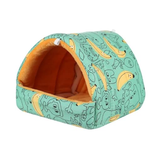 ELMAIN Hamster Toys 2Pcs Hamsterhaus Warm Weiche Betten und Häuser Nagetierkäfig Gedruckt Ratten Meerschweinchen Hängematte 007 L von ELMAIN