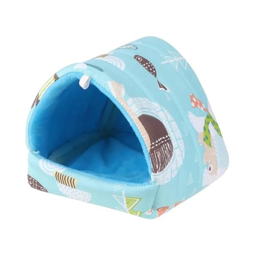 ELMAIN Hamster Toys 2Pcs Hamsterhaus Warm Weiche Betten und Häuser Nagetierkäfig Gedruckt Ratten Meerschweinchen Hängematte 008 L von ELMAIN