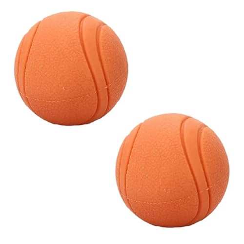 ELMAIN Hundespielzeug, Gummiball, bissfest, Ballspielzeug für Hunde, Welpen, Teddy, Pitbull, solider Ball, Haustierbedarf, 2 Stück, Orange, Größe S von ELMAIN