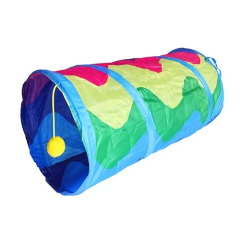 ELMAIN Katzenspielzeug Faltbarer Katzentunnel Spielzeug Regenbogen Spieltunnel Haus Hunde Playtube Anti Kratzen Tube Spielzeug 1Pcs 01 von ELMAIN