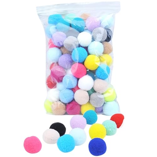 ELMAIN Katzenspielzeug Stretch Plüsch Ball 2,4 cm Katzenspielzeug Ball Kreative Bunte Interaktive Katze Pom Pom Katze Kauspielzeug 100Pcs von ELMAIN