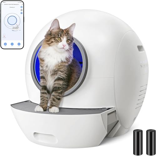 ELS PET Katzenklo Selbstreinigend Automatisch Elektrisch – Selbstreinigende Katzentoilette XXL mit App, Smart Alarm & Gesundheitsmonitor für 2-4 Katzen (Weiß) von ELS PET