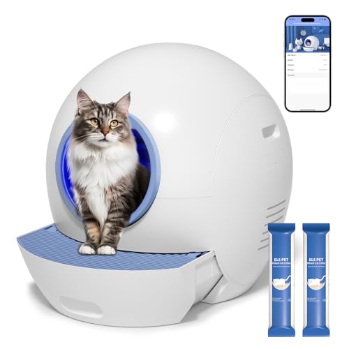 ELS PET Selbstreinigende Katzentoilette katzenklo selbstreinigend: Katzenklo XXL Automatische Katzentoilette mit APP-Kontrolle (das Blau) von ELS PET