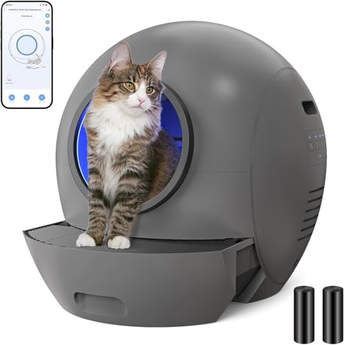 ELS PET Selbstreinigende Katzentoilette katzenklo selbstreinigend: Katzenklo XXL Automatische Katzentoilette mit APP-Kontrolle (der Grau) von ELS PET