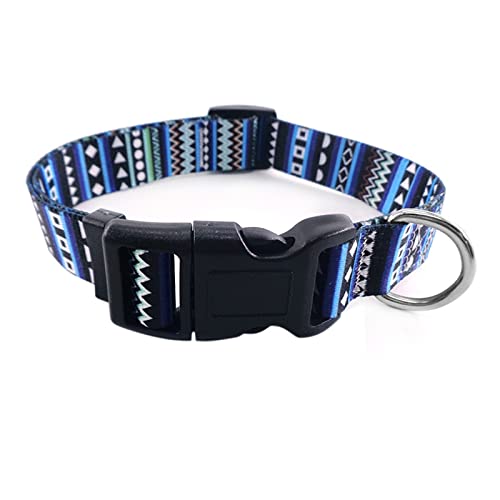 Bohemian Pet Collar Fashion Print Verstellbares Welpenhalsband for mittelgroße und große Hunde (Color : Blue, Size : S 1.5x40CM) von ELSAIL