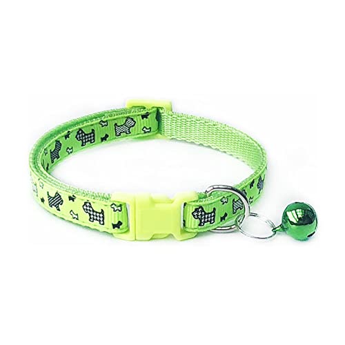 Colorful Pet Products Katzenhalsband Bedrucktes verstellbares Halsband mit Glöckchen-Haustierhalsband (Color : Green, Size : 19-32cm) von ELSAIL