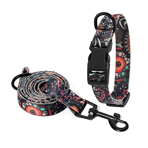 Haustierhalsbänder, Bohemian-Hundehalsband und Leine-Set, verstellbares Gehhalsband for Welpen und Katzen, Haustierzubehör (Color : F Set, Size : L 29-47cm) von ELSAIL