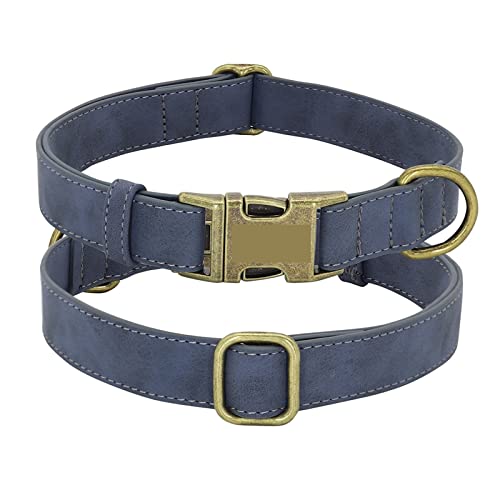 Haustierhalsbänder Hundehalsbänder Hundemarkenhalsbänder Lederhalsbänder mit Metallschnallen (Color : Blue, Size : S) von ELSAIL