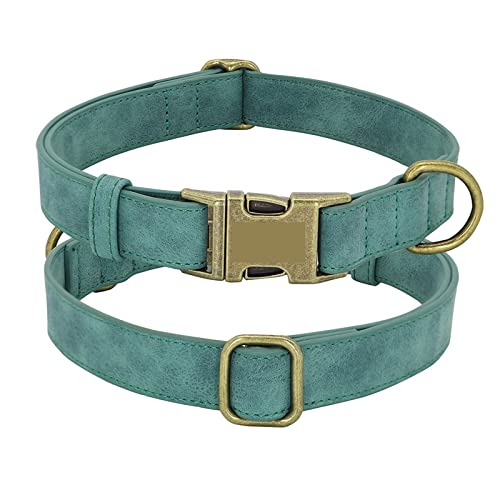 Haustierhalsbänder Hundehalsbänder Hundemarkenhalsbänder Lederhalsbänder mit Metallschnallen (Color : Green, Size : XS) von ELSAIL