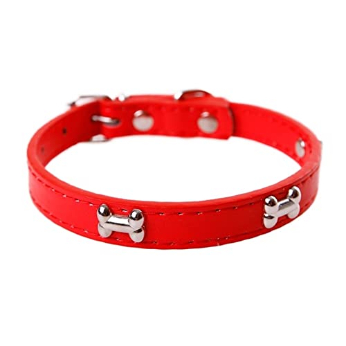 Haustierhalsbänder Leder Langlebige Halsbänder for Hunde Haustierzubehör Halsbänder for Hunde (Color : Red, Size : M) von ELSAIL