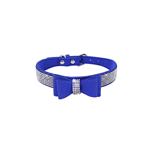 Haustierhalsband mit funkelnden Strasssteinen, verstellbares Lederhalsband mit Schleife, Haustierhalsband for kleine, mittelgroße Hunde und Katzen (Color : Color8, Size : XS) von ELSAIL