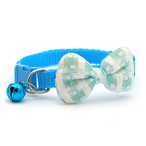 Hundehalsband, einfarbig, Schleife, Welpe, Halskette mit Glocke, verstellbare Katze, Fliege, Haustierzubehör (Color : D-Sky Blue, Size : 19-32cm) von ELSAIL