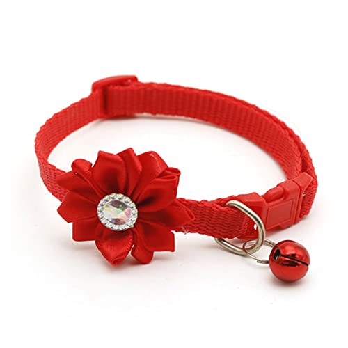 Hundehalsband, einfarbig, Schleife, Welpe, Halskette mit Glocke, verstellbare Katze, Fliege, Haustierzubehör (Color : E-red, Size : 19-32cm) von ELSAIL