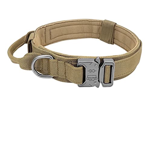 Hundehalsband, verstellbares Nylonhalsband, mittelgroßes bis großes Gehtraining, Haustierzubehör (Color : Khaki, Size : L) von ELSAIL