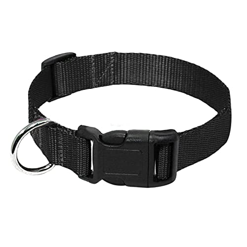 Hundehalsband aus Nylongewebe, strapazierfähiges Clip-On-Halsband for kleine bis mittelgroße Hunde (Color : Black, Size : L) von ELSAIL