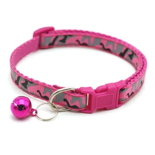 Hundehalsband mit Tarnmuster, verstellbare Hundehalskette mit Glöckchen, Haustierzubehör (Color : Rose Red, Size : 19-32cm) von ELSAIL