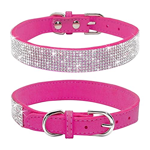 Hundehalsband mit funkelnden Strasssteinen for Welpen und Katzen, verstellbares Lederhalsband for kleine und mittelgroße Hunde und Katzen (Color : A10, Size : L 51X2 5CM) von ELSAIL