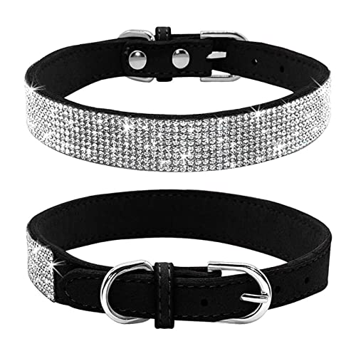 Hundehalsband mit funkelnden Strasssteinen for Welpen und Katzen, verstellbares Lederhalsband for kleine und mittelgroße Hunde und Katzen (Color : A2, Size : XL 56X3CM) von ELSAIL