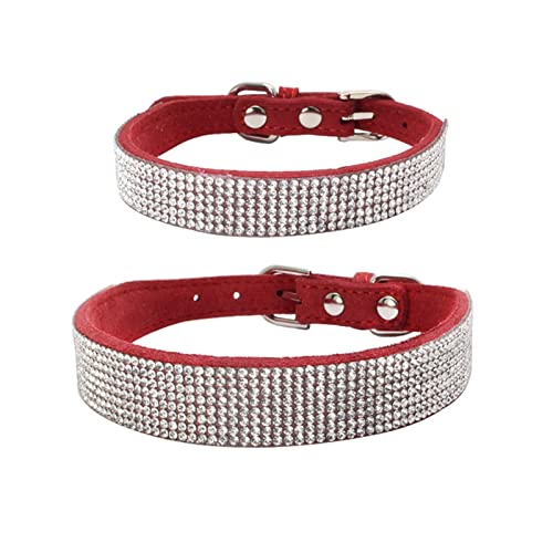 Hundehalsband mit funkelnden Strasssteinen for Welpen und Katzen, verstellbares Lederhalsband for kleine und mittelgroße Hunde und Katzen (Color : A4, Size : XS 30X1 5CM) von ELSAIL