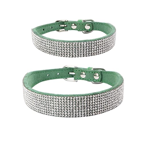 Hundehalsband mit funkelnden Strasssteinen for Welpen und Katzen, verstellbares Lederhalsband for kleine und mittelgroße Hunde und Katzen (Color : A9, Size : S 37X1 5CM) von ELSAIL