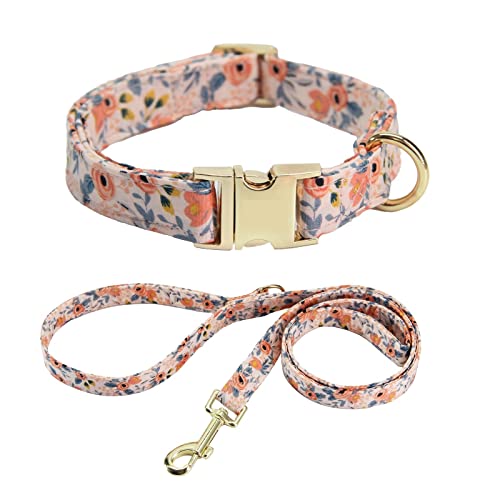 Pet Collar Anti-Loss Custom Number Tag Collar Gravierte ID-Tag-Namensschild-Schnalle-Nachricht (Color : Peach Powder Leash, Size : M) von ELSAIL