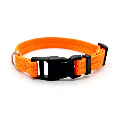 Welpenhalsband Einfarbiges Welpenhalsband Mittelgroßes Hundetrainingshalsband Kleines Hundehalsband (Color : Orange Dog Collar, Size : L (28-40cm)) von ELSAIL