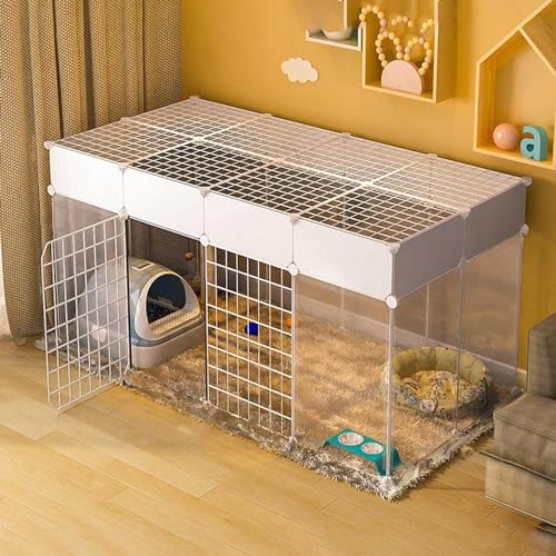ELzEy Katzenhaus Katzenkäfig for den Innenbereich, Kleintierkäfig, Haustier-Laufstall, abnehmbare tragbare Katzengehege aus Metall, for Meerschweinchen, Hasen(Size:147x75x65cm) von ELzEy