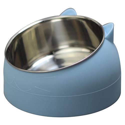 EMFGJ Edelstahl Slanted Pet Cat Bowl rutschfeste Hundekatze Feeder Pet Water Bowl Mehrzweck-Haustierfütterungsschüssel für Hunde Katzen,Blau von EMFGJ