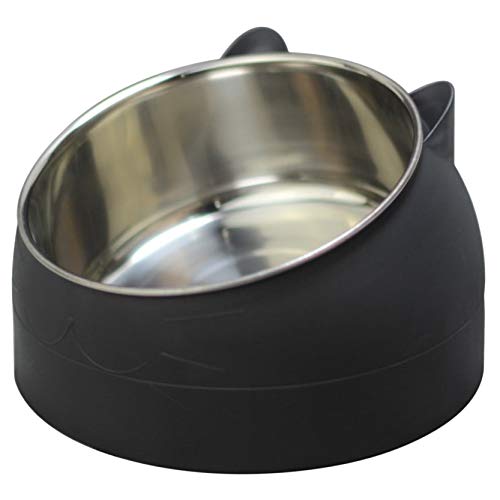 EMFGJ Edelstahl Slanted Pet Cat Bowl rutschfeste Hundekatze Feeder Pet Water Bowl Mehrzweck-Haustierfütterungsschüssel für Hunde Katzen,Schwarz von EMFGJ