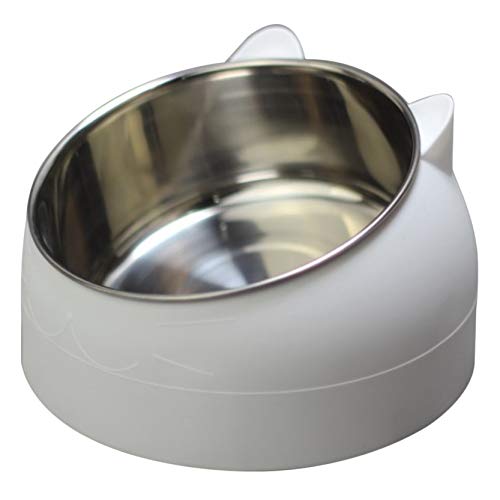 EMFGJ Edelstahl Slanted Pet Cat Bowl rutschfeste Hundekatze Feeder Pet Water Bowl Mehrzweck-Haustierfütterungsschüssel für Hunde Katzen,Weiß von EMFGJ