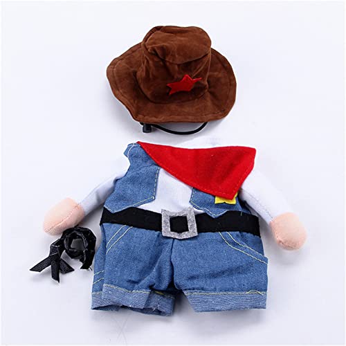 EMFGJ Weihnachten Haustier Kostüme Katze West Cowboy Uniform mit Hut Lustiges Haustier Cowboy Outfit Mantel Weihnachten Cosplay Party Outfit Kleidung,L von EMFGJ