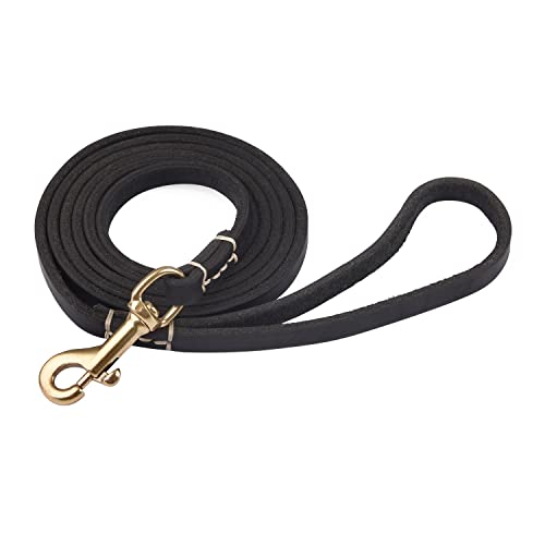 EMICUTE Hundeleine, 1,2 m, 1,5 m, 1,8 m, echtes Leder, für kleine Hunde, Hundetraining, Laufen, Schwarz von EMICUTE