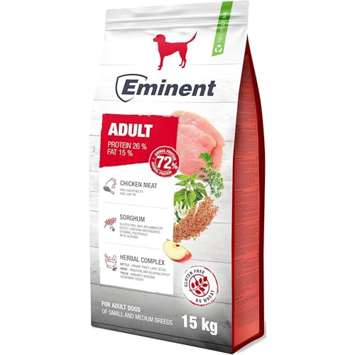 Eminent Adult | High Premium Hundefutter Glutenfreie |Trockenfutter für Erwachsene Hunde Kleiner und mittlerer Rassen 15kg von EMINENT