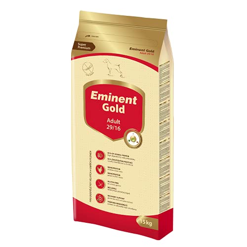 Eminent Gold Adult (1x 15 kg)| Glutenfreies Hundefutter | Super Premium Trockenfutter für Erwachsene Hunde Kleiner und mittlerer Rassen von EMINENT