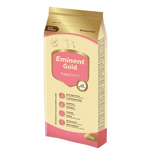 Eminent Gold Puppy (1x 15 kg)| Glutenfreies Hundefutter | Super Premium Trockenfutter für Welpen, trächtige und laktierende Hündinnen Kleiner und mittlerer Rassen von EMINENT