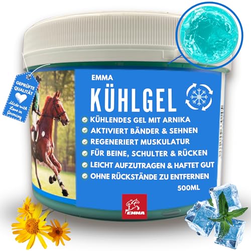 EMMA Kühlgel Pferd I Pferdesalbe kühlend 500ml Kühlgel für Pferde mit Arnika Salbe hochkonzentriert I Pferdebalsam kühlend Sehnen, Bänder & Muskeln I Kühlsalbe Pferd Pferdesalbe mit Arnica Gel von EMMA