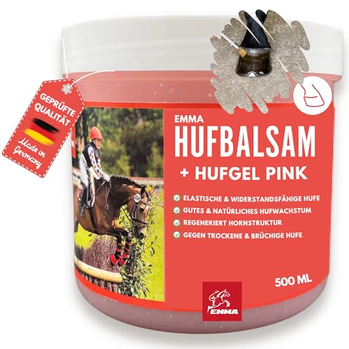 EMMA Huffett Pferde mit Glitzer 500ml Hufpflege für Pferde mit Lorbeeröl I Hufbalsam I Hufcreme Starke Hufe I Huffestiger I Hufsalbe gegen rissige Hufe I Schutz für trockene Hufe Strahlfäule Pferd von EMMA