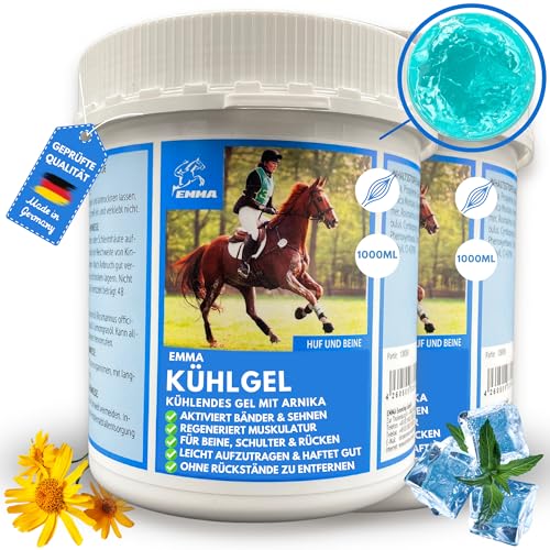 EMMA Kühlgel Pferd I Pferdesalbe kühlend 2x1000ml Kühlgel für Pferde mit Arnika Salbe hochkonzentriert I Pferdebalsam kühlend Sehnen, Bänder & Muskeln I Kühlsalbe Pferd Pferdesalbe mit Arnica Gel von EMMA