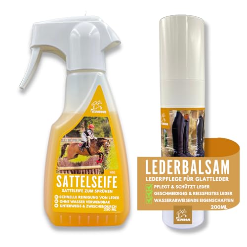 EMMA Lederfett farblos + Sattelseife I Sattelfett für Glattleder l Pflegemittel Lederbalsam I Lederreiniger I Sattelpflege Schuhpflege I Lederpflege Sofa Reinigung Auto Pflege Sattel Schuhe 200ml von EMMA