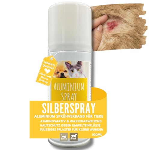 Silberspray für Tiere I Wundspray zum Wundschutz Hund Katze Haustier I Silber Spray Wundheilung I Aluminium Spray Wunddesinfektion I Sprühpflaster atmungsaktiv t Sprühverband Wundversorgung 100ml von EMMA