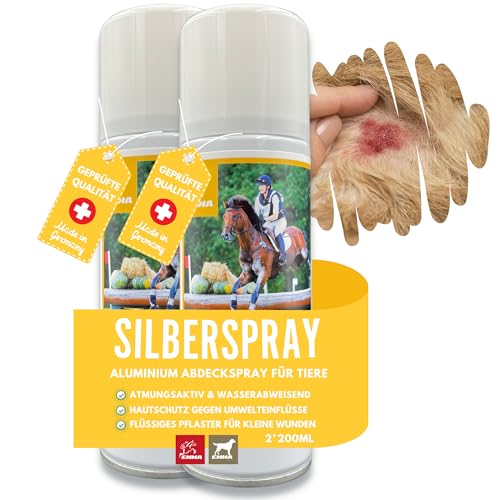 Emma Silberspray Hund Pferd Katze⇒ Silberspray Pferd Katze Für Tiere - Wundspray Hund - Spray Zur Abdeckung Von Wunden - Pflasterspray - Erste Hilfe Set Hund - 2x200ml - Sprühpflaster & Pfotenschutz von EMMA