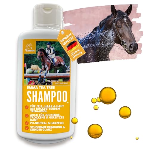 EMMA Tea Tree Shampoo Pferdeshampoo mit Teebaumöl für Hunde Pferde 500ml I mildes Pferde Shampoo ph neutral I Pferdepflege glänzendes Fell I Hundeshampoo I für trockene & irritierte Haut I Fellpflege von EMMA