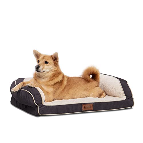 EMME Hundebett Kleine Hunde, 68.6x50.8x17.8cm,Orthopädisches Hundebett, Memory Foam Hundesofa Flauschig Hundekissen, Hundekorb Für mittelgroße Hunde, Hundematratze mit Waschbar Fleecebezug, Grau von EMME