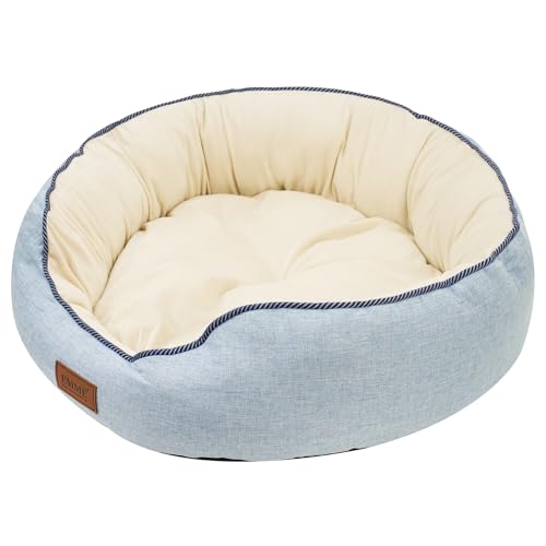 EMME Medium Hundekatzenbett, beidseitig waschbares Hundebettsofa, wasserdichte Katzenbetten, rundes großes Hunde-Katzenbett in Allen Jahreszeiten, 65 X 65 X 17cm, Blau von EMME