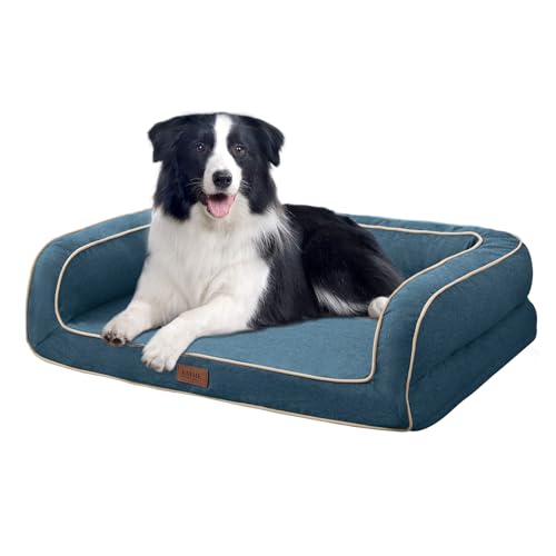 EMME Waschbare Hundebetten Abdeckung Ersatz für kleine Hundesofa, 68.6x50.8x17.8cm, Welpe Katze Betten abnehmbar resistent Leinenbezug, Blau von EMME